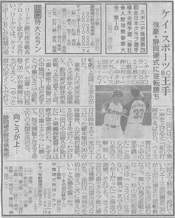 第29回全日本クラブ野球選手権大会予選