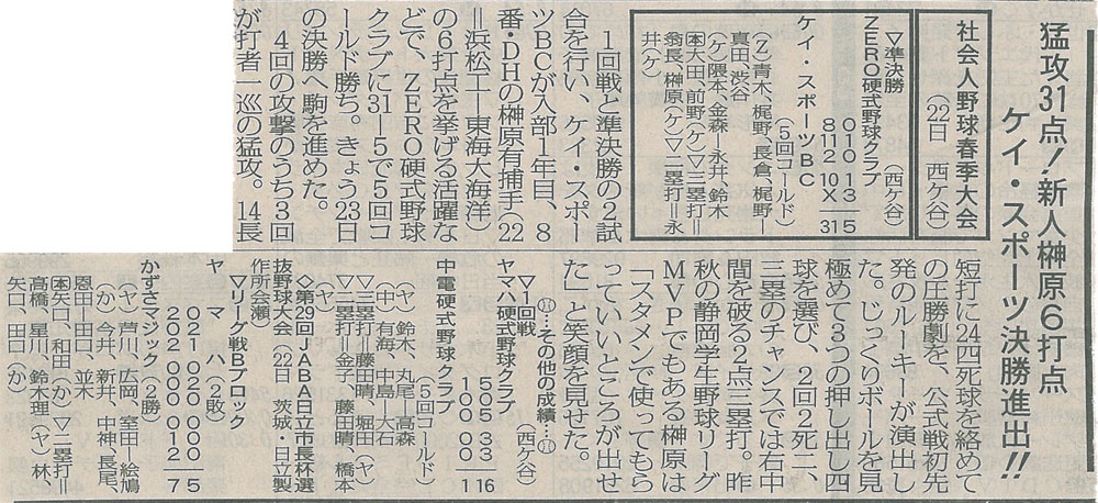 社会人野球県クラブ春季大会