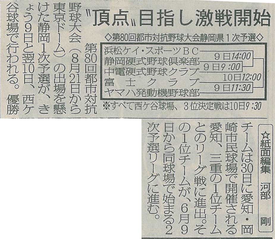 第80回都市対抗野球大会静岡県1次予選